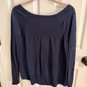 Apt. 9 Dark Blue Long Sleeve Top. Sweater with silk back